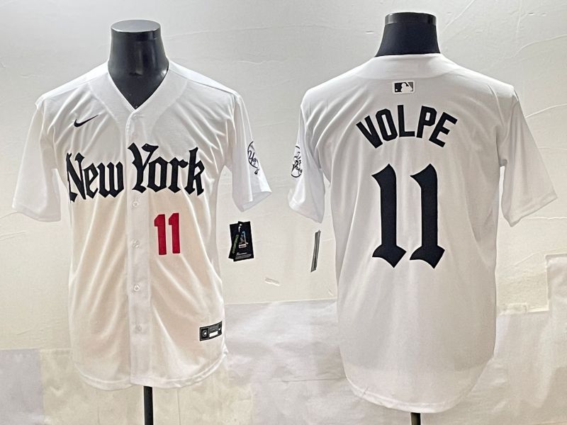 Men 2025 New York Yankees #11 Volpe White Five generations Joint Name Nike MLB Jersey style 32->new york yankees->MLB Jersey